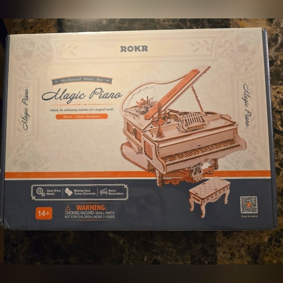 Robotime ROKR 3D Wooden Puzzle Piano Music Box Mechanical Model Kits NEW SEALED - Picture 1 of 1